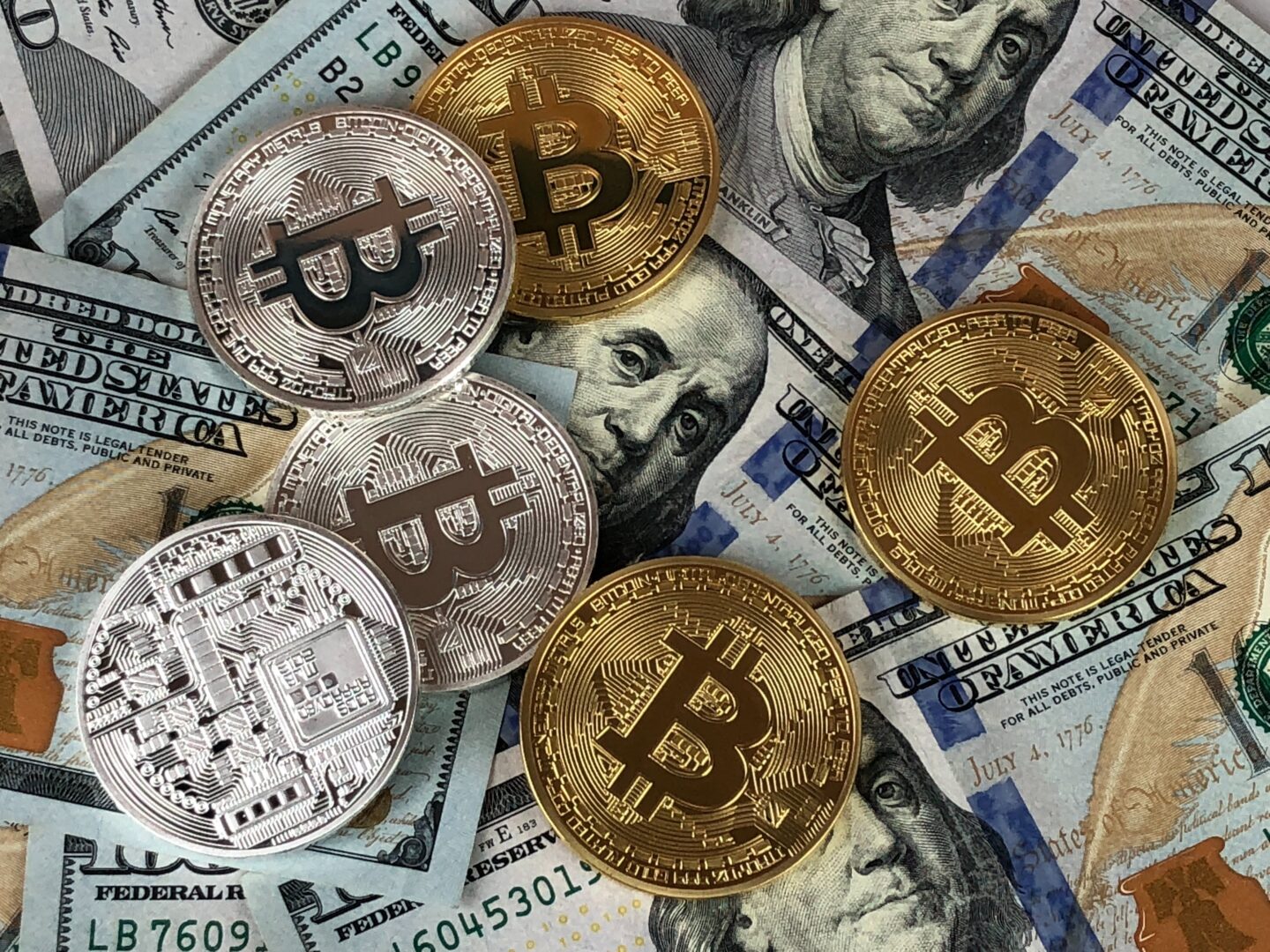 bitcoin and dollar notes